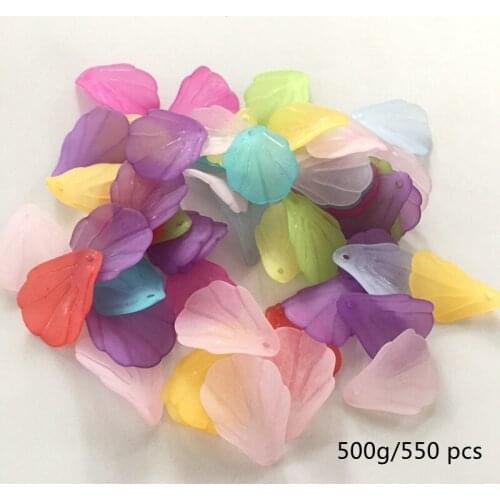 Acrylic Scrub Frosted flower leaf beads for Jewelry making monochrome petals needlework DIY home Decoration Hanmade Accessory