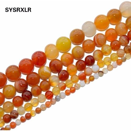 Free shipping Natural Stone Orange stripe Agates Stone Beads for Jewelry Making Diy Bracelet Necklace Material 4/6/8/10/12 MM
