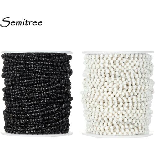 Semitree 2 Meter Stainless Steel Handmade Pearl Chains for DIY Necklace Making Jewelry Findings Handcrafted Crafted Accessories