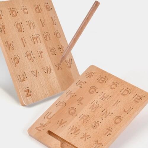 Kid Montessori Early Education Wooden Bump Blind Book Writing Board Toys Graphics Numbers And Letters Cognitive Teaching Tools