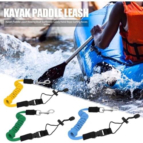 Elastic Kayak Canoe Paddle 1.5m Leash Safety Boat Fishing Rod Pole Coiled Lanyard Cord Tie Rope Rowing Boat Accessories