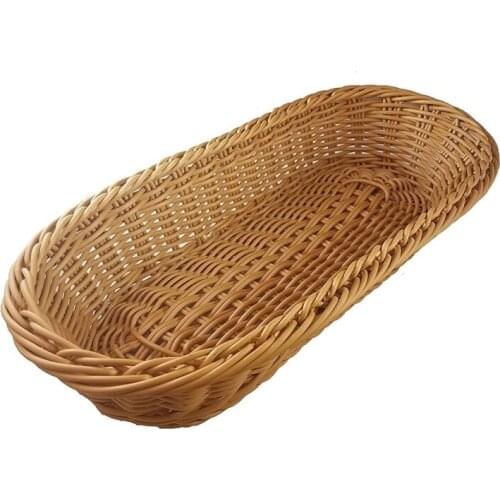 Simulation Wicker Woven Storage Basket Serving Display Tray Food Fruit Cosmetic Storage Tabletop Bathroom Kitchen Organizers