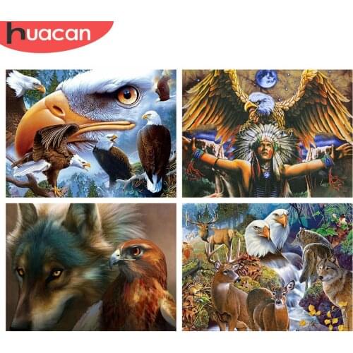 HUACAN Full Square/Round 5d Diamond Painting Eagle Mosaic Deer DIY Diamond Embroidery Animal Home Decor Craft Kit