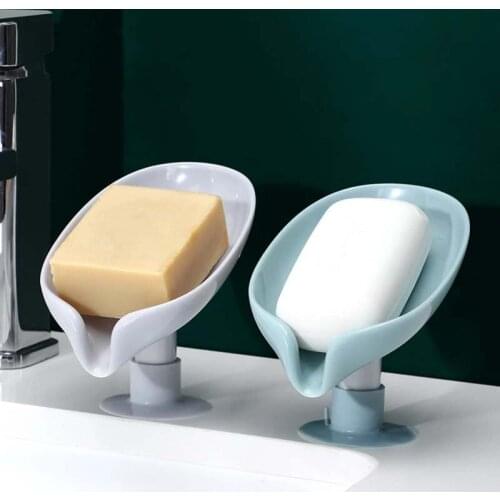 Leaf Shape Soap Box Drain Soap Holder Box Bathroom Shower Soap Holder sponge Storage Plate Tray Bathroom Supplies Bathroom Gadge