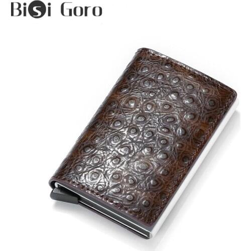 BISI GORO Thin Slim Men Wallet Rfid Smart Wallet Credit Card Holder Metal Pass Secret Pop Up Minimalist Wallet Small Black Purse