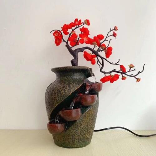 Creative Resin Vase Shape Feng Shui Decor Flowing Water Waterfall Indoor Desktop Water Fountain Living Room Landscape Ornaments