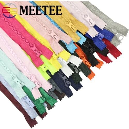 Meetee 10pcs 15/20/30/40cm Close-End Zipper 5# Resin Zips for Jacket Coat Pocket Zippers DIY Garment Sewing Zip Bags Repair Kits