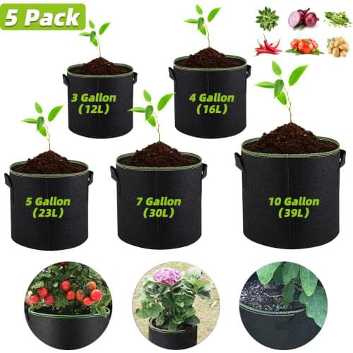 7/5/4/3 Gallon Grow Bags Felt Planter Growing Gardening Fabric Flower Planting Potatoes Vegetable Flower Plant Pots Garden Tools