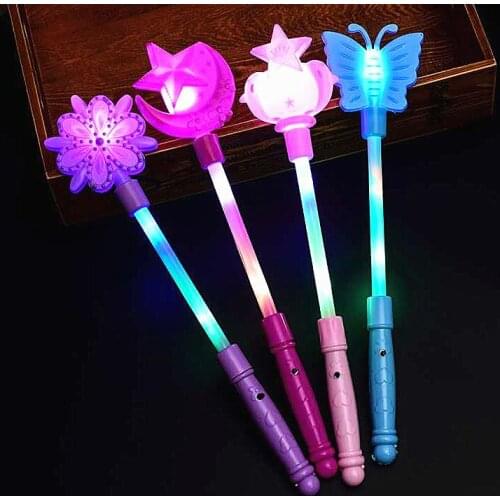 Flashing Light Up Sticks Magic LED Wands Batons DJ Fairytale Princess Costume Fancy Dress Glow Star Crown Buttery Moon Wand gift