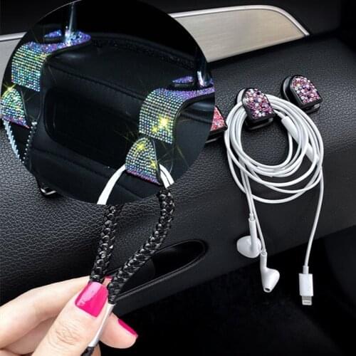 Mini Bling Creative Outdoor Grocery Bag Auto Diamante Crystal Sticky Hooks Clip Gadget Holder