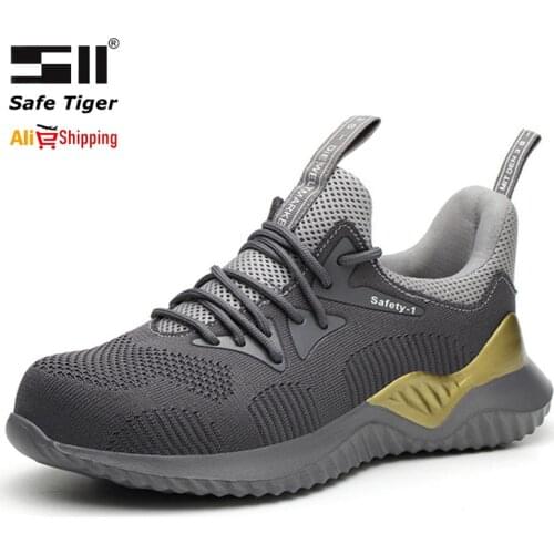 Mens Work Shoes Steel Toe Construction Breathable Lightweight Anti-smashing Anti-static Safety Shoes