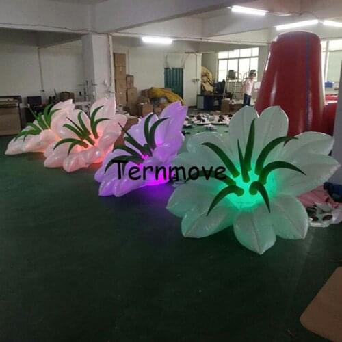 Led inflatable flower,decorate rose lily lotus flower replica with changing color light for stage/party decorationor