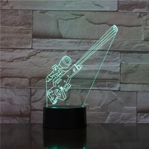 Kids Room Table Lamp 3D Bedside Night Light Sniper Rifle Nightlight Color Changing Atmosphere Decoration Smart Phone Control
