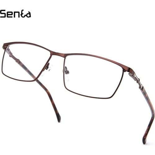 Senta Vintage Glasses Frames Rectangle Square Metal Eyeglasses Prescription Myopia Hyperopia Eyewear For Men Brand Designer