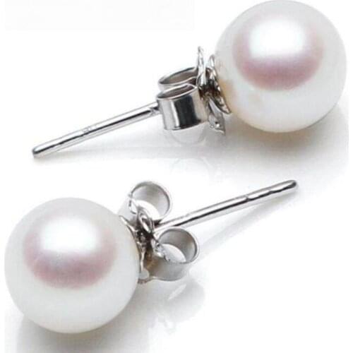 A pair AAA 11mm natural south sea white pearl earring 14k