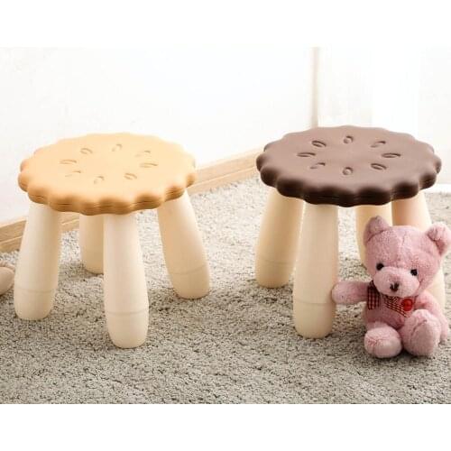 4 Legs Biscuit Shape Stool Thicken Plastic Adult Shoes Bench Childrens Stool Home Kids Furniture
