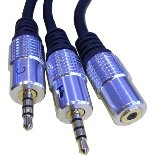 DC 3.5mm TRRS 4Pole female to 2 3.5mm male input TRS Stereo Audio Adapter splitter cable(Microphone and headset) 0.3m