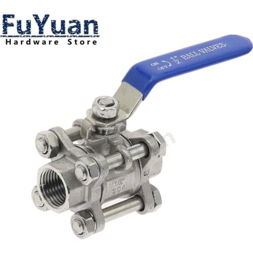 1pcs SS 304 Stainless Steel Ball Valve BSP 1/4" 3/8" 1/2" 3/4" 1" 1-1/4" Female thread 3 slices Full Port Ball Valve Thread Type
