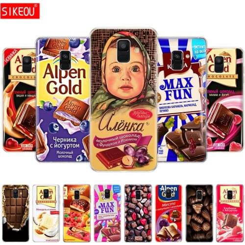 Silicone phone case cover for Samsung Galaxy A6 A8 plus 2018 back cover A600 A605 A530 A730 bumper Coque alenka bar chocolate