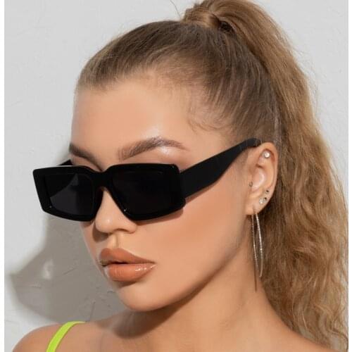 Womens Sunglasses Vintage Rectangle Sun Glasses Ladies 2021 Fashion Retro Square Black Eyewear Oculos De Sol UV400 Protection