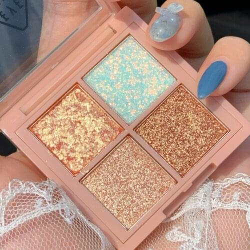 4 Color/set Eyeshadow Pearlescent Matte Earth Color Eyeshadow Palette Mini Poratble Mashed Potato Luminous Sequins Eye Makeup