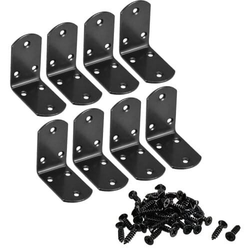 Uxcell Corner Brace Angle Bracket Fastener L Shape 65mmx65mmx37mm Black Round End 8pcs