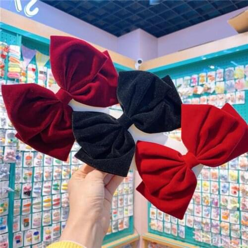 Spring Plush Bow Hair Pins For Girls Oversized Hair Accessories Children Kids Hair Grips Party Show Hair Styling Tools Barrettes