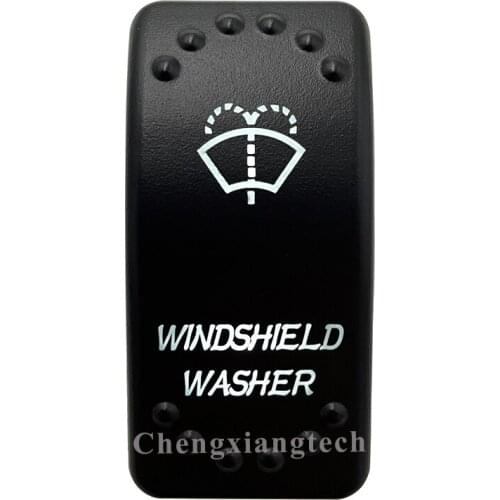 Dual White Led Light 12V 24V Car Boat Caravan Rocker Switch Laser Engraving WINDSHIELD WASHER, 5 Pin On Off SPST Waterproof
