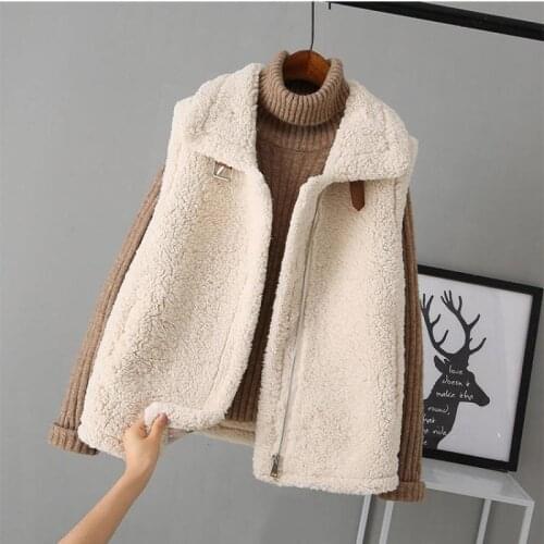 Woman Jacket Vest Lamb Vest Womens Autumn Winter Vest Coat Chaleco Mujer