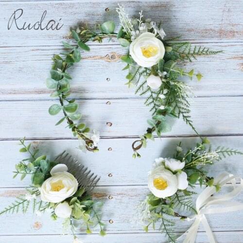 Green Plant Wedding Headband Bridal Hair Comb Bohemia Wedding Accessories Women Wedding Head Wear Headpiece HD30