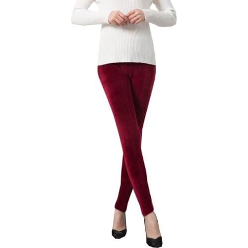 INDJXND Warm Winter Plus Thick Velvet Soft Flannel Leggings Female High Waist Elastic Autumn Knit Fleece Lined Pants Size S-XXXL