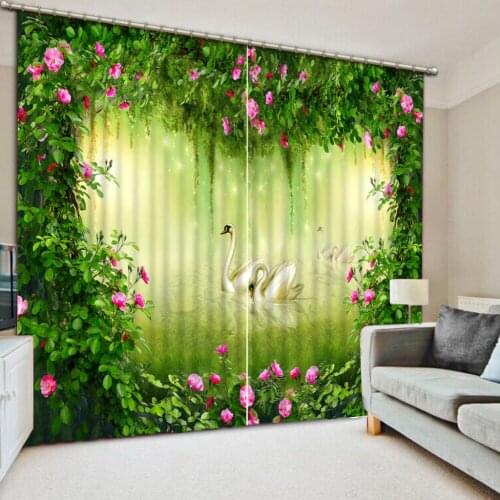 Landscape swan 3D Curtains for Living Room Bedroom Window Curtain Any size