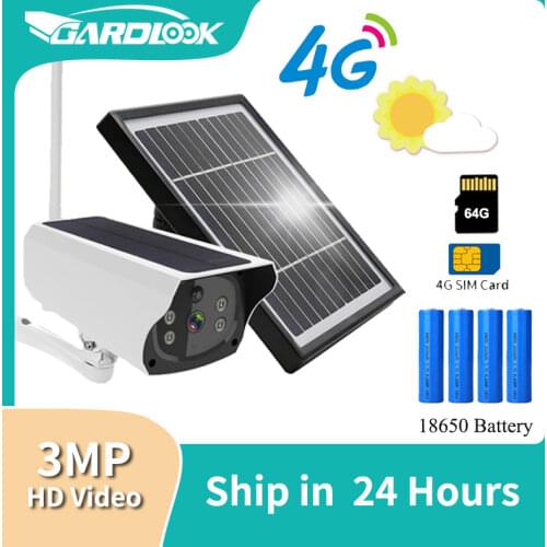 3MP Surveillance Camera 4G SIM Camera CCTV IP Card PIR HD Solar Outdoor Waterproof Battery Charging Security Protection Cloud
