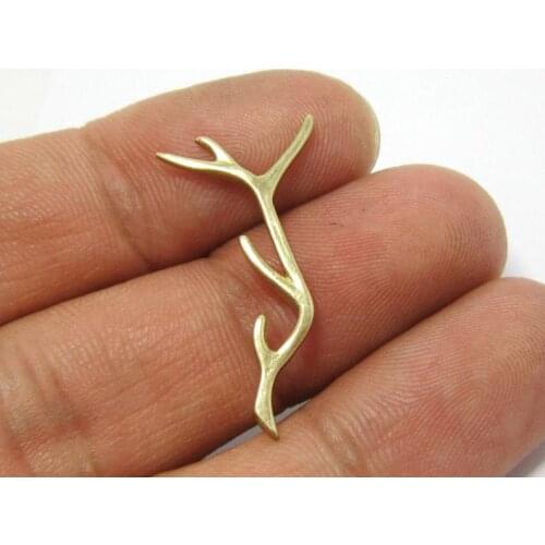 5PCS Brass deer antlers pendant 28.7x15mm Raw brass Deer horn charm necklace findings R835