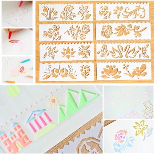 8pcs/set Flowers Layering Stencils Wall Painting Scrapbooking Stamping Embossing Album Paper Decorative Card Plastic Template