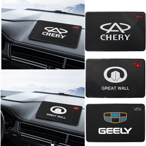 Car Emblem PVC Interior Anti Slip Mat GPS Phone Holder Non-Slip Mat For Mitsubishis asx outlander xl 3 lancer pajero 4 l200