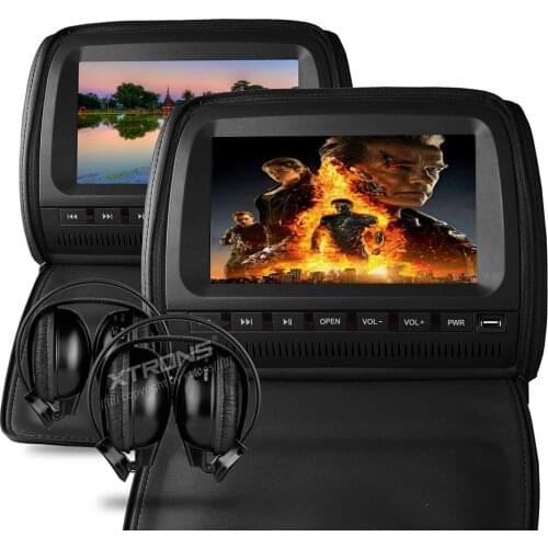 2x9" Headrest Car DVD Player Support 32 Bits Game Cover With Zipper Built-in IR FM USB SD Seatback Digital Screen Pillow Monitor