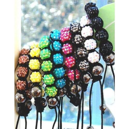 Free Shipping+Gift.8 mixed color OWI Resin rhinestone Ball bead jewelry.Hotsale crystal Bracelet For men