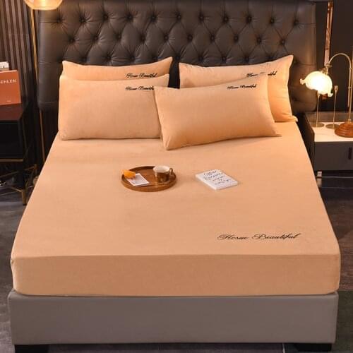 Bonenjoy 1 Pc Velvet Bed Sheet Queen King Size Bedding Solid Color Plain Dyed Minimalist Style Fitted Sheets sabanas cama 150