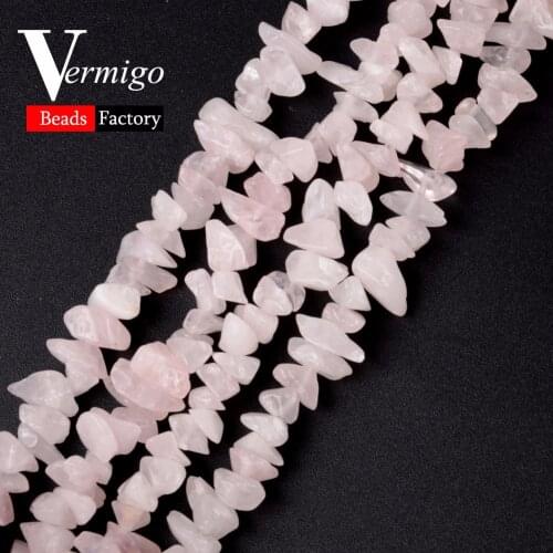 3-5-8-12mm Natural Stone Rose Quartzs Irregular Chip Gravel Beads For Jewelry Making 16inches Diy Bracelet Necklace Jewellery