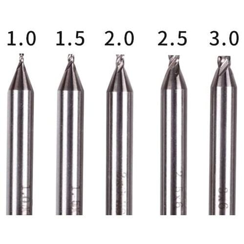 HSS Steel 1.0 1.2 1.5 2.0 2.5 3.0 End Mills Cutters For Key Copy Cutting Duplicating Machine Drill Bits 5pieces/lot