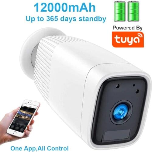 Tuya 1080P Battery Powered IP Camera Waterproof Outdoor WiFi Google Camera with Two Way Audio Night Vision PIR Motion Detect