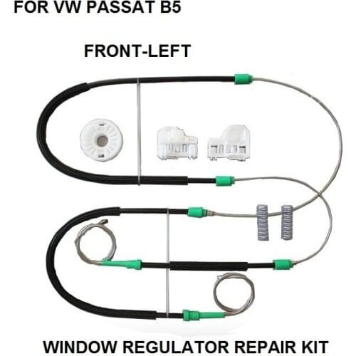 FOR VOLKSWAGEN VW PASSAT B5 WINDOW REGULATOR REPAIR KIT CABLES AND CLIPS FRONT LEFT 1996 to 2005 3B1837461