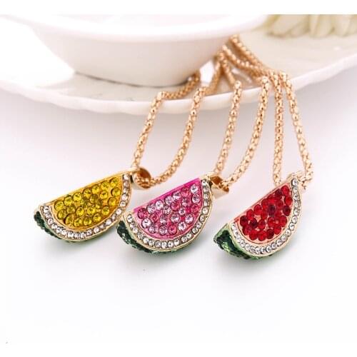 Cute Women Girls Necklaces With Pendant Harajuku Y2k Jewelry Watermelon Pendant Chian Necklaces For Women Dropshipping