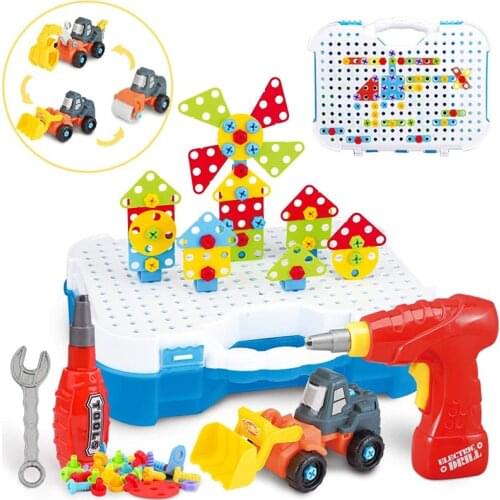 DIY Electric Drill Screw Assembly Teaching Kit Learning Toys 3D Building Blocks Disassembly and Assembly of Various Nuts
