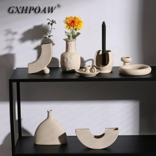 Nordic Minimalist Ceramic Dried Flower Flower Arrangement Creative Home Decoration Table Porch Flower Arrangement Vase Ornaments