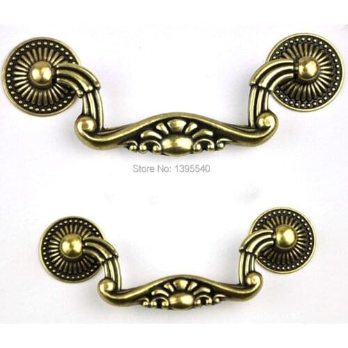New 2pcs 76mm Antique Cabinet Kitchen Handles Knos Euro-Style Bronze Vintage Wardrobe Knobs Kitchen Drawer Handles Bars Pulls
