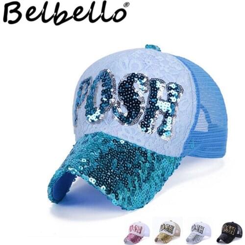 Belbello 2019 New style Summer Leisure Lace Net cap Ladys Sequin design Outdoor Fashionable Multicolor Sunshade baseball cap