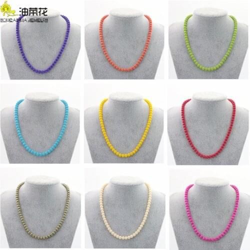 New Jewelry Imitation Pearl Shell 6mm Round Bead Necklace 22 Color Woman Girl Gift Christmas Production Wholesale Price 16