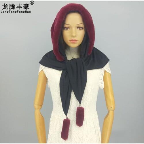 New Genuine Rex Rabbit Fur Hats Multi-Use Scarf Warm High Quality Female Beanies Fur Scarf Hats Winter Caps